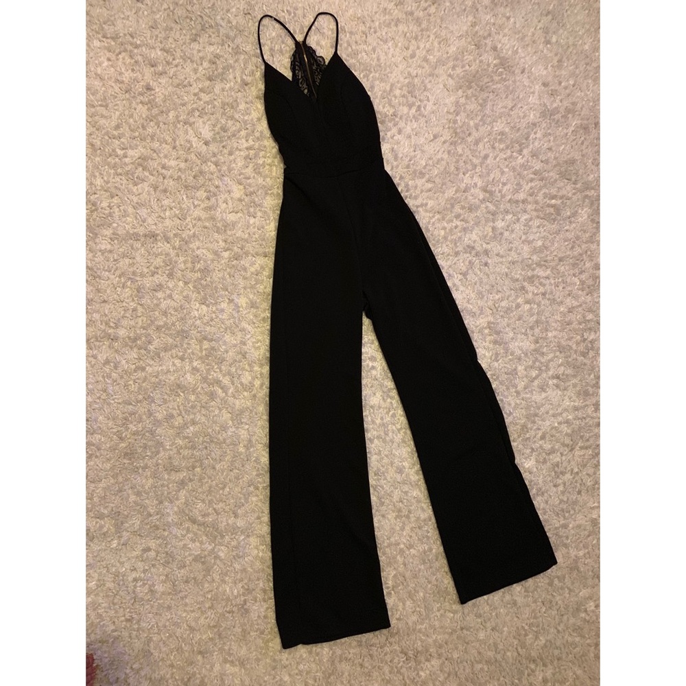 Charlotte Russe Black V-Neck Jumpsuit